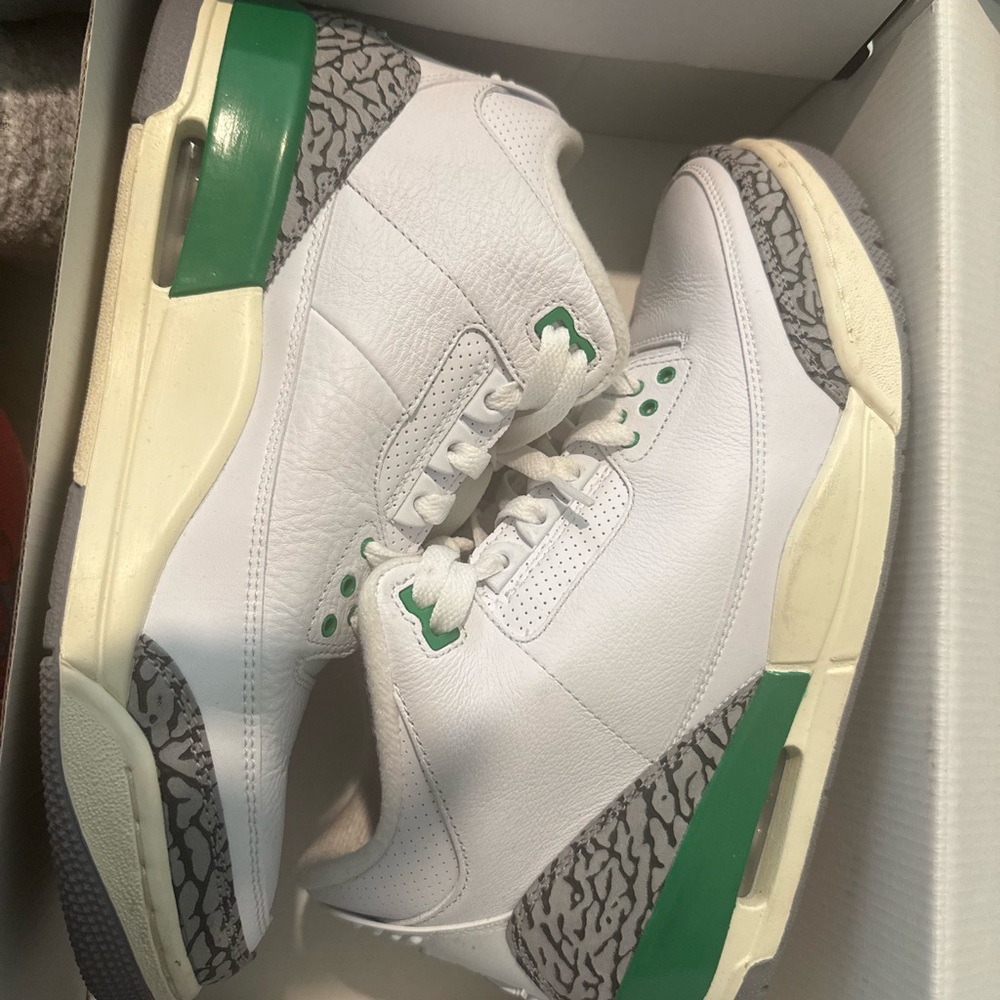 White Sneakers with Green and Gray Details